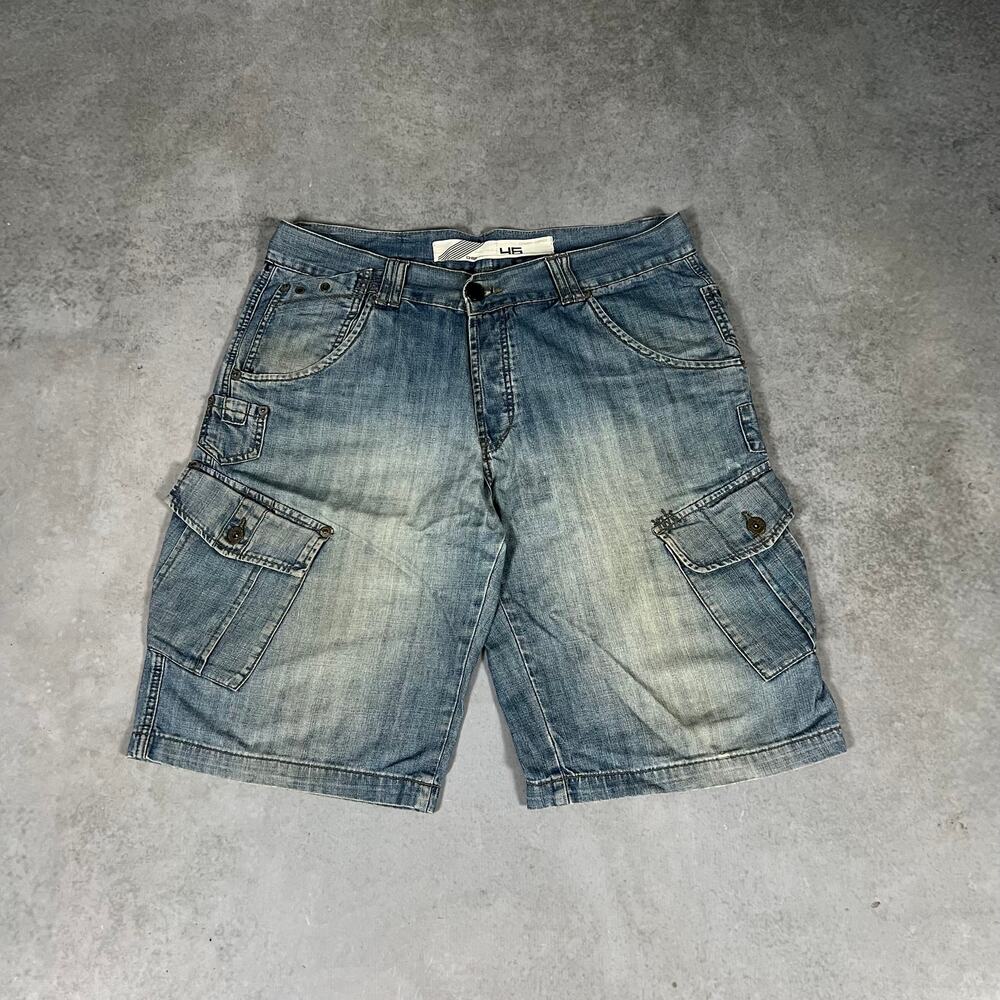 Vintage Baggy Green Coast Denim Blue Cargo Shorts Men's Size 36 Vintage Jorts